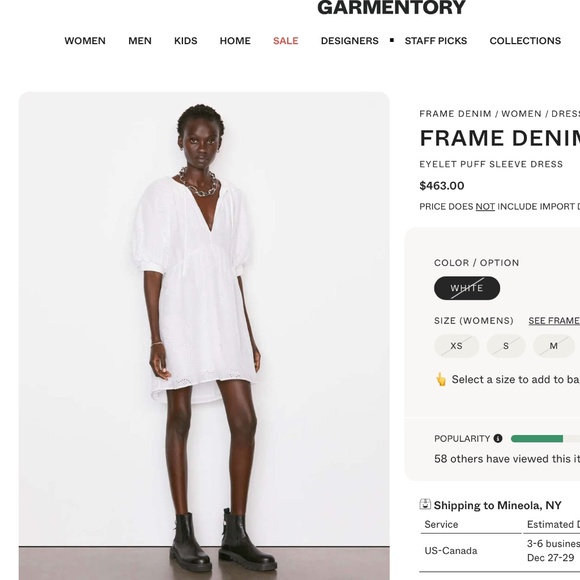 FRAME White Eyelet Puff Sleeve Mini dress Size Medium - Picture 2 of 9